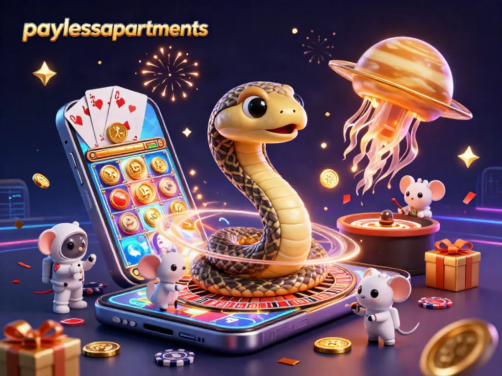 Experience thrilling bets at paylessapartments with a vibrant cosmic roulette scene of playful characters.
